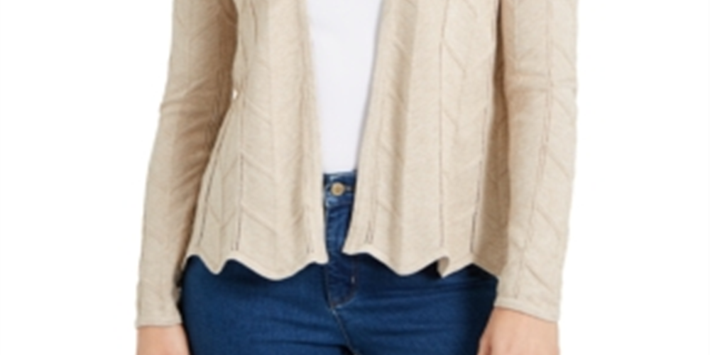Cardigan feminino Charter Club com frente aberta, marrom, tamanho extrapequeno