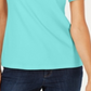 Karen Scott Top Henley de manga curta feminino azul tamanho pequeno