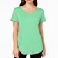Top feminino com decote redondo e manga curta JM Collection, verde, tamanho X-G