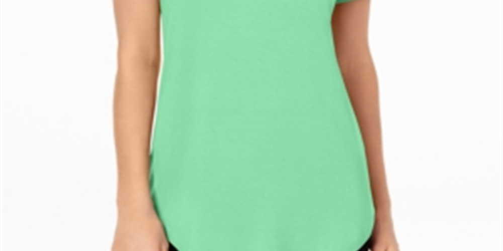 Top feminino com decote redondo e manga curta JM Collection, verde, tamanho X-G