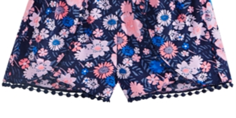 Shorts Challis com estampa floral para meninas grandes da Epic Threads, azul marinho, tamanho G