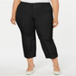 Calça Alfani Plus Comfort com punho no tornozelo, feminina, preta, tamanho 28W