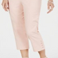 Calça capri feminina com controle de barriga e bainha abotoada, rosa, tamanho pequeno, da coleção JM