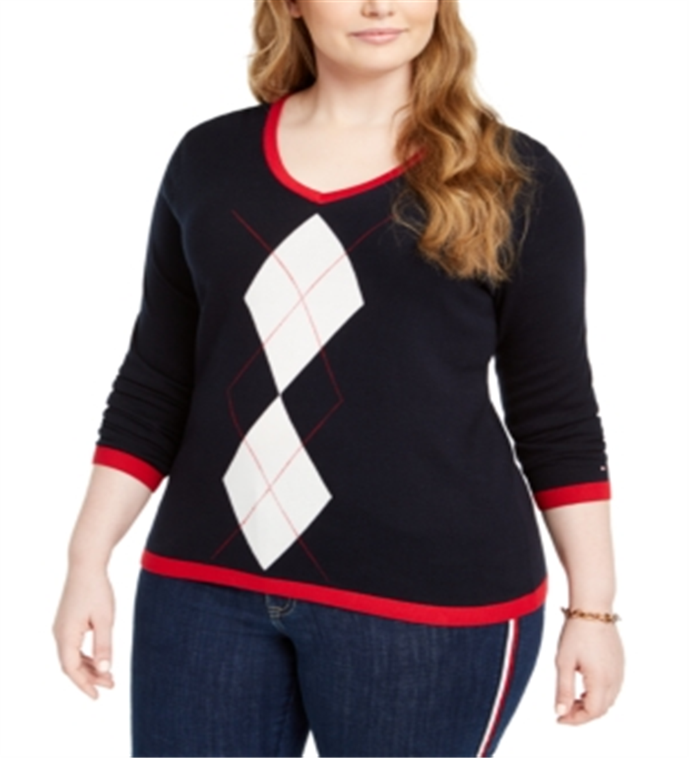 Camiseta feminina Tommy Hilfiger manga comprida azul tamanho 0X