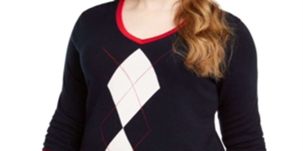 Camiseta feminina Tommy Hilfiger manga comprida azul tamanho 0X