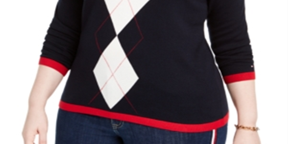 Camiseta feminina Tommy Hilfiger manga comprida azul tamanho 0X