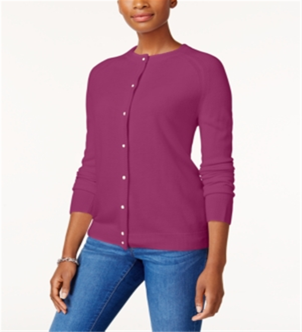 Karen Scott Cardigan Feminino Luxsoft Botão Roxo Tamanho Pequeno