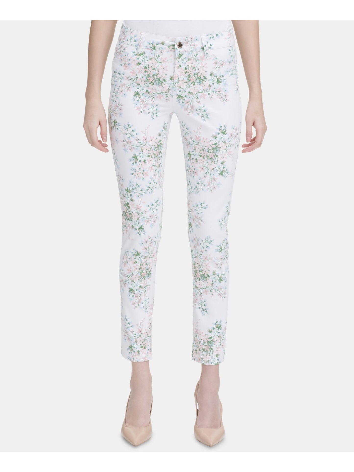 Calça Calvin Klein Feminina Cós Médio Floral Rosa Tamanho 16