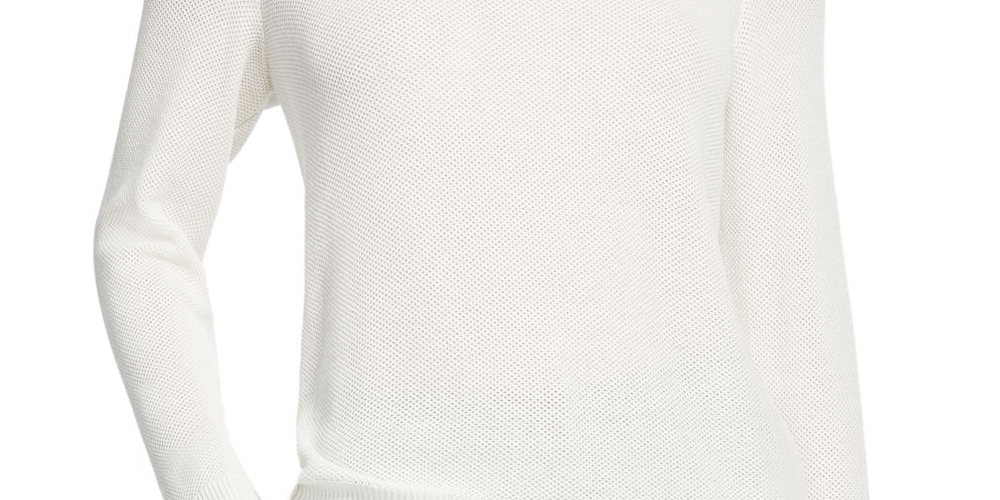 Blusa feminina Eileen Fisher de tencel com gola redonda, branca, tamanho pequeno P