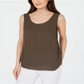 Blusa feminina Alfani sem mangas com decote redondo, marrom, tamanho pequeno