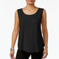JM Collection Regata feminina pequena com decote redondo, preta, tamanho pequeno P