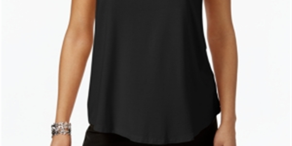 JM Collection Regata feminina pequena com decote redondo, preta, tamanho pequeno P