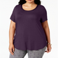 Camisetas femininas Alfani Plus com acabamento em cetim, comprimento alto e baixo, tamanho 0X