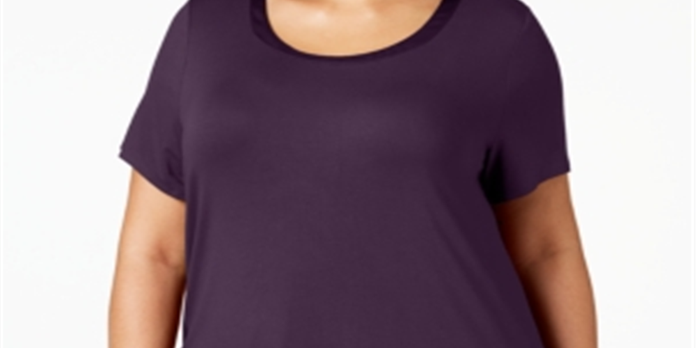 Camisetas femininas Alfani Plus com acabamento em cetim, comprimento alto e baixo, tamanho 0X