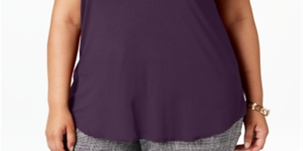 Camisetas femininas Alfani Plus com acabamento em cetim, comprimento alto e baixo, tamanho 0X
