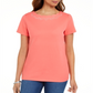 Camiseta feminina Karen Scott de algodão com gola recortada, laranja, tamanho pequeno