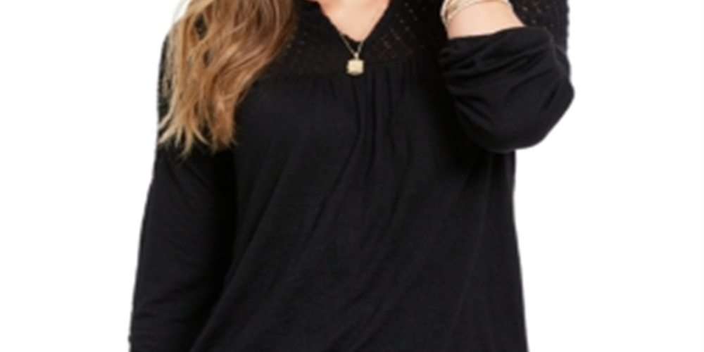 Top de crochê feminino Style &amp; Co, preto, tamanho XX-G