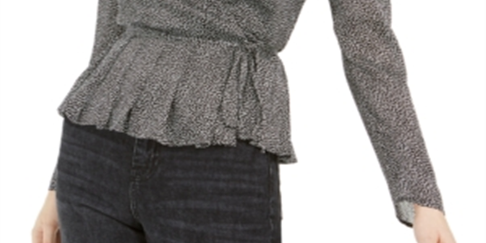 Blusa feminina Leyden com estampa plissada, preta, tamanho grande