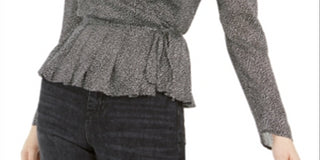 Blusa feminina Leyden com estampa plissada, preta, tamanho grande