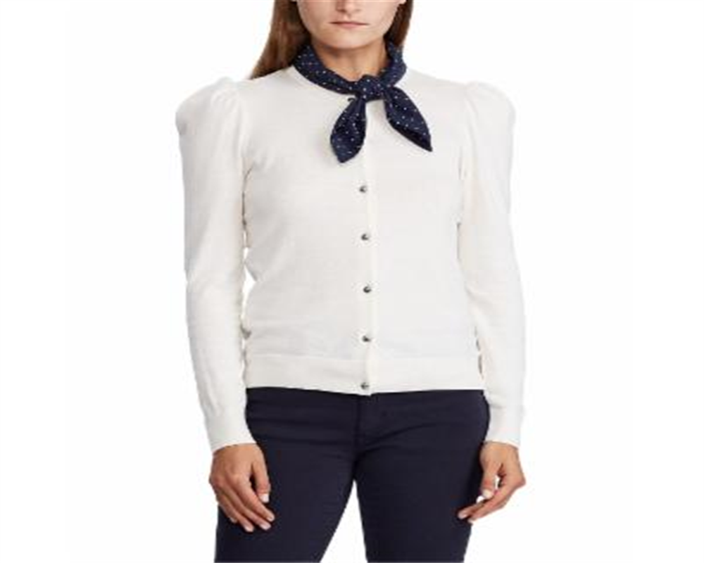 Suéter Ralph Lauren Feminino de Algodão com Cachecol e Manga Longa, Branco, Tamanho Pequeno