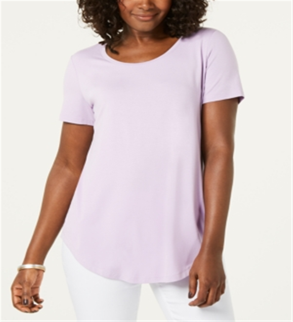 JM Collection Top feminino com decote redondo, roxo, tamanho médio