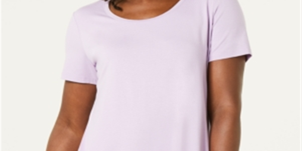 JM Collection Top feminino com decote redondo, roxo, tamanho médio