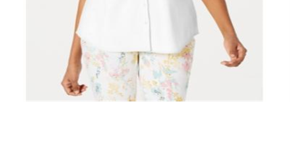 Camisa feminina sem mangas Charter Club Cotton Piquet, branca, tamanho 8