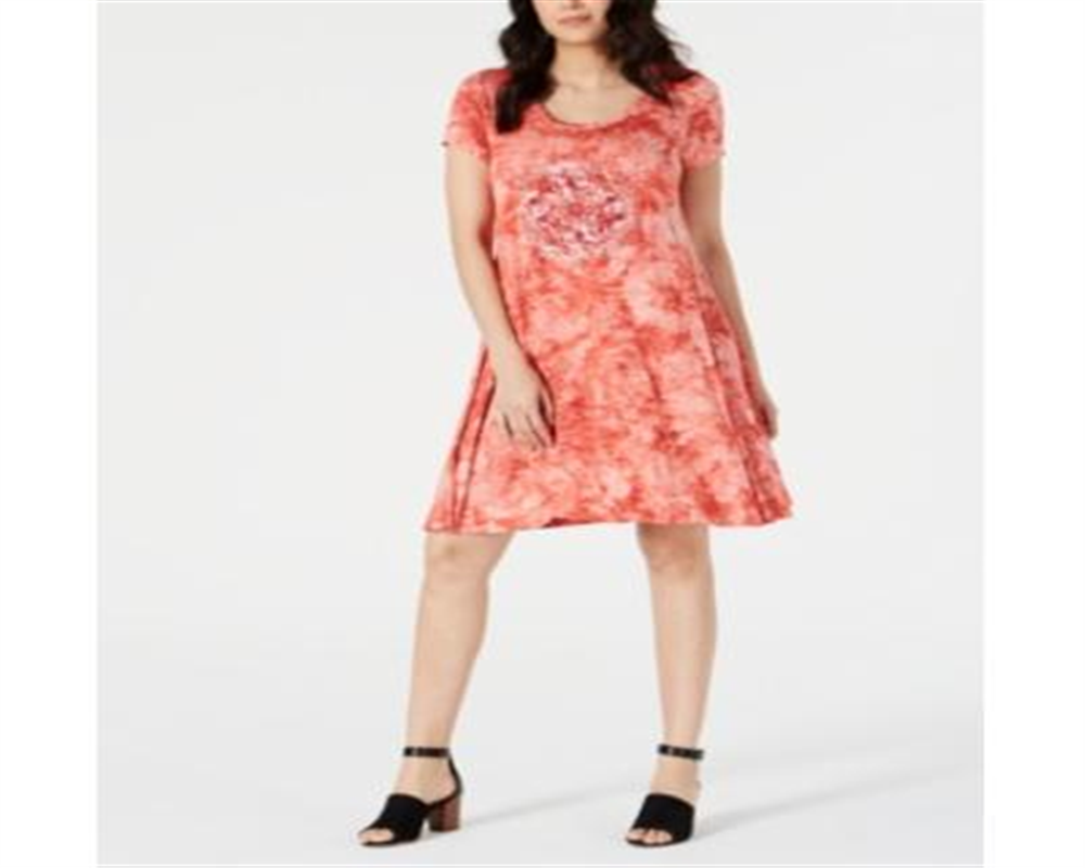 Vestido feminino com estampa tie-dye estilo &amp; co, vermelho, tamanho extrapequeno