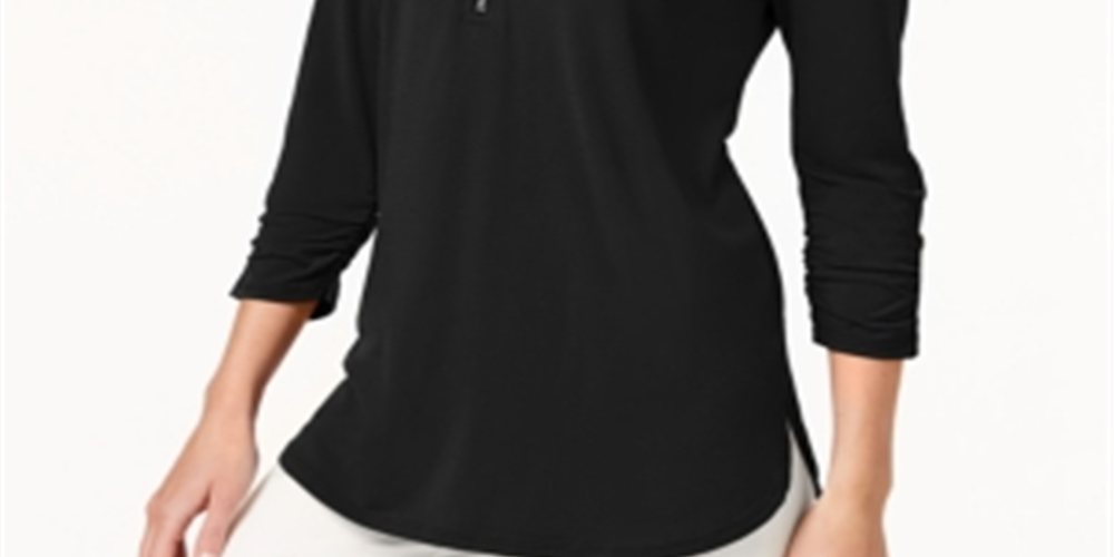 Blusa feminina com zíper e manga 3/4 da coleção JM, verde, tamanho extragrande
