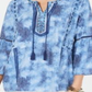 Blusa feminina estilo &amp; co com decote dividido e acabamento em borlas, azul, tamanho extrapequeno