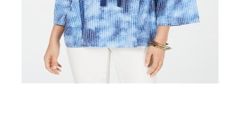 Blusa feminina estilo &amp; co com decote dividido e acabamento em borlas, azul, tamanho extrapequeno