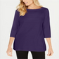 Karen Scott Blusa Feminina Manga 3/4 Gola Canoa Roxa Tamanho P