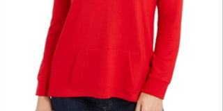 Charter Club Women's French Terry V Neck Tunic Red Size X-Small