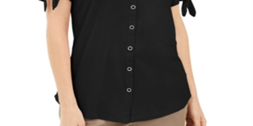 Karen Scott Blusa Feminina com Botões Frontais Preta Tamanho P