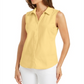 Camisa feminina sem mangas Charter Club Cotton Piquet, amarela, tamanho 10