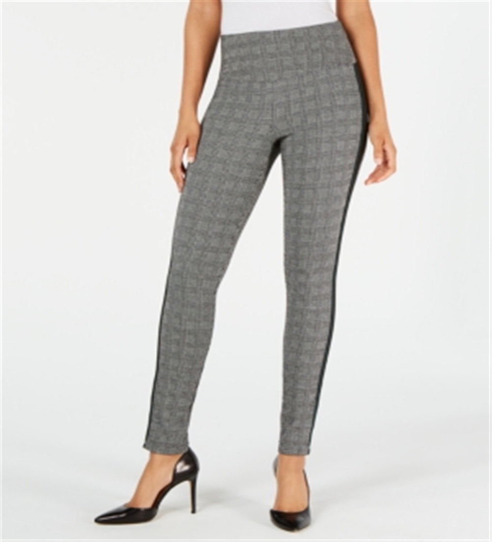 Legging feminina de cintura alta com controle de barriga e xadrez Glen da INC International Concepts, tamanho pequeno, preta