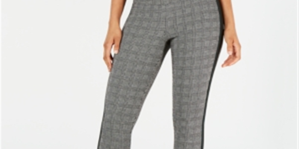 Legging feminina de cintura alta com controle de barriga e xadrez Glen da INC International Concepts, tamanho pequeno, preta