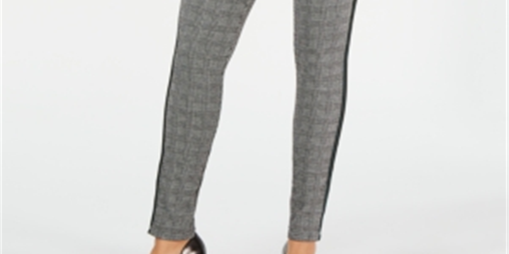 Legging feminina de cintura alta com controle de barriga e xadrez Glen da INC International Concepts, tamanho pequeno, preta