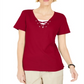 Karen Scott Top Feminino com Laço e Camadas, Vermelho, Tamanho Pequeno