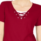 Karen Scott Top Feminino com Laço e Camadas, Vermelho, Tamanho Pequeno