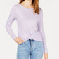 Planet Gold Junior's Twist Front Manga Longa Top Roxo Tamanho XS