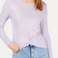 Planet Gold Junior's Twist Front Manga Longa Top Roxo Tamanho XS