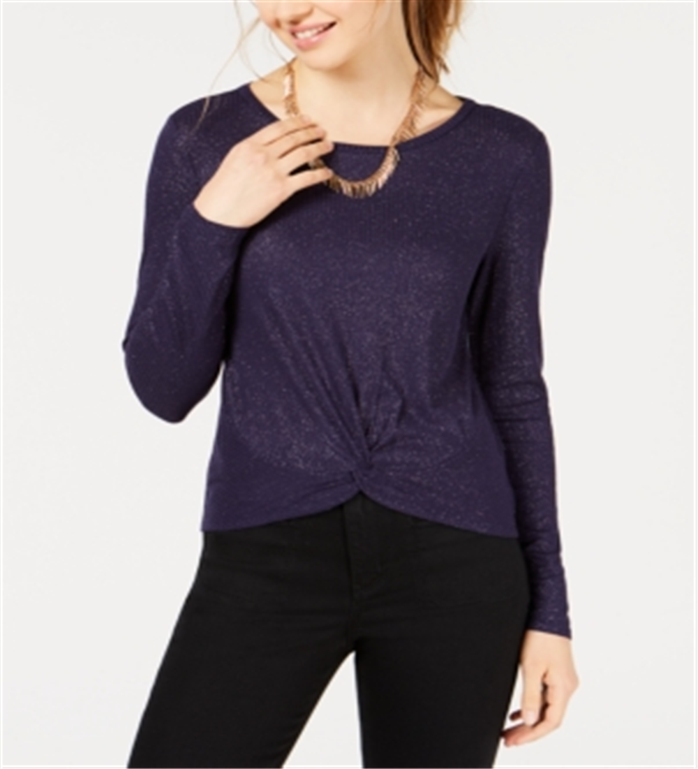 Planet Gold Junior's Twist Front Manga Longa Top Roxo Tamanho XS