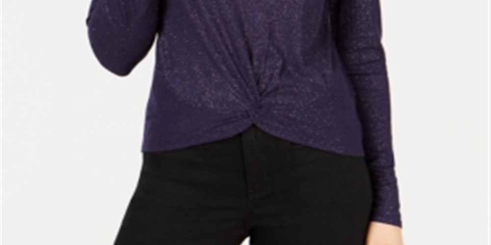 Planet Gold Junior's Twist Front Manga Longa Top Roxo Tamanho XS