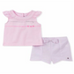 Shorts casual Tommy Hilfiger para menina com manga anjo rosa tamanho 6 a 9 meses