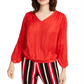 Blusa feminina Alfani com bainha listrada, vermelha, tamanho extragrande