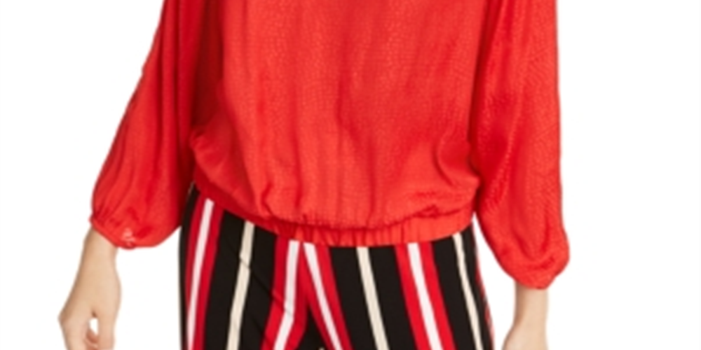 Blusa feminina Alfani com bainha listrada, vermelha, tamanho extragrande