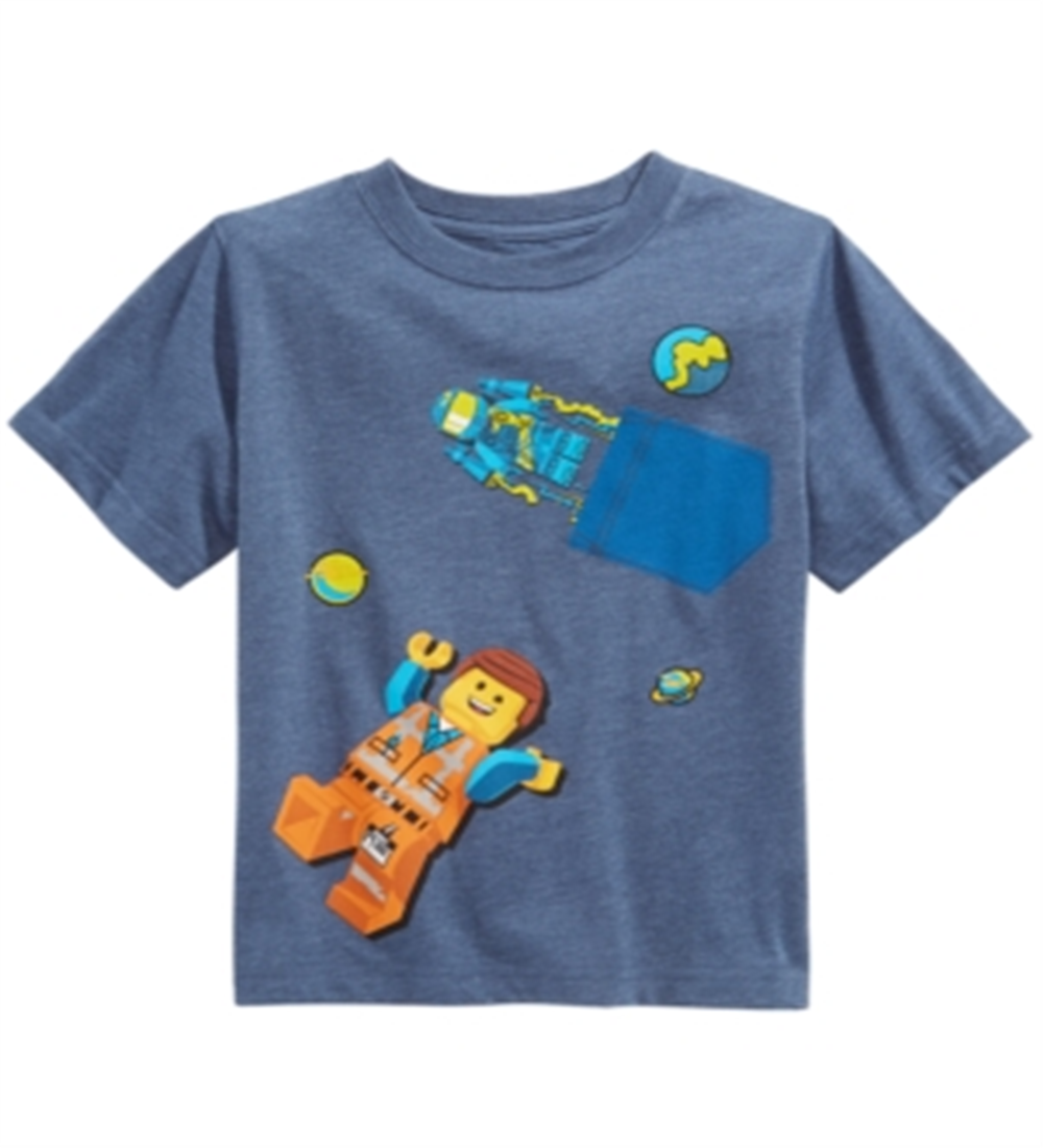 Camiseta infantil de algodão com estampa Lego Movie 2 da DC Comics, tamanho 2, azul