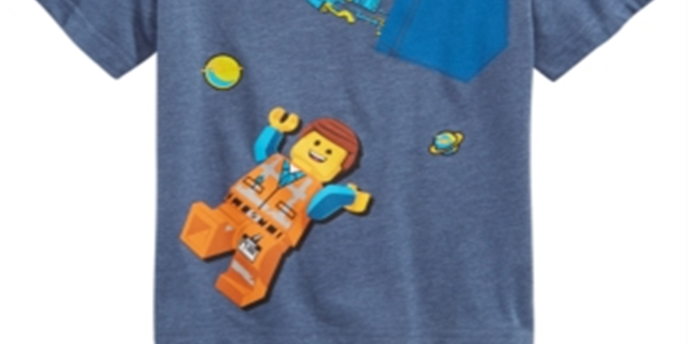 Camiseta infantil de algodão com estampa Lego Movie 2 da DC Comics, tamanho 2, azul