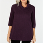 Karen Scott Suéter Feminino Gola Redonda Manga 3/4 Roxo Tamanho Pequeno
